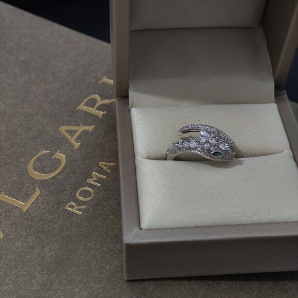 BVLGARI Serpenti Viper 18K Gold Diamond Emerald Ring - Picture 10 of 10